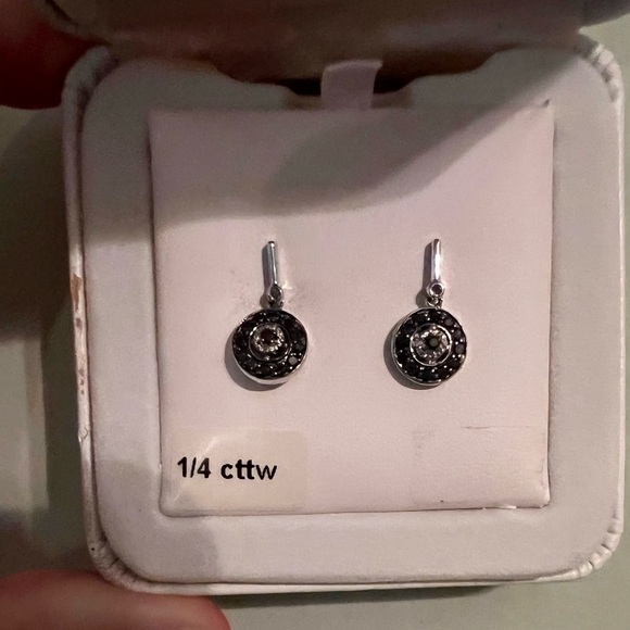 Kohl's Silver and Black Dangle Earrings - Picture 1 of 2